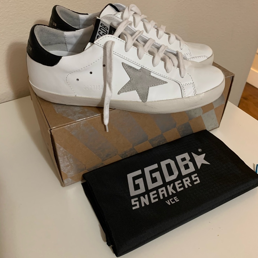 Golden Goose White and Gray Sneakers